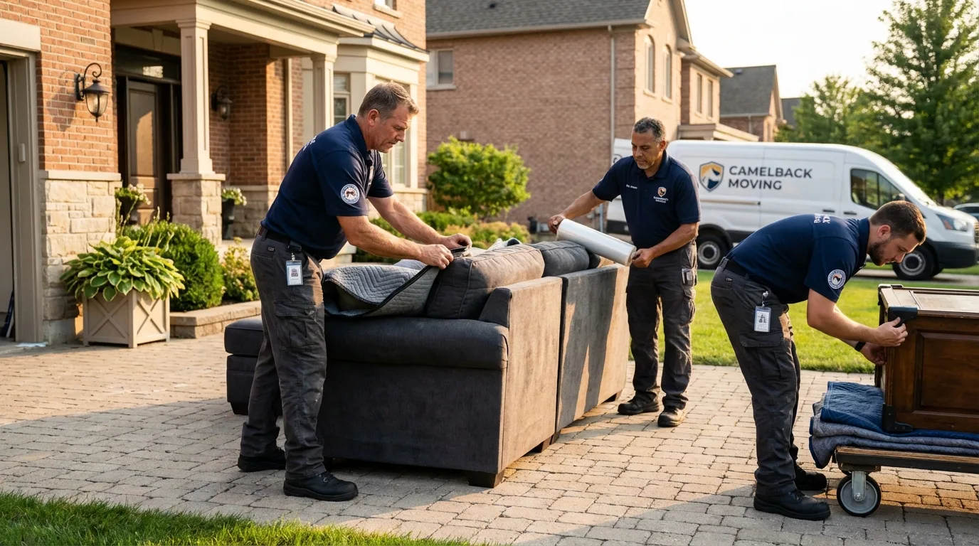 Large estate moving crew wrapping furniture in Hagaman, NY