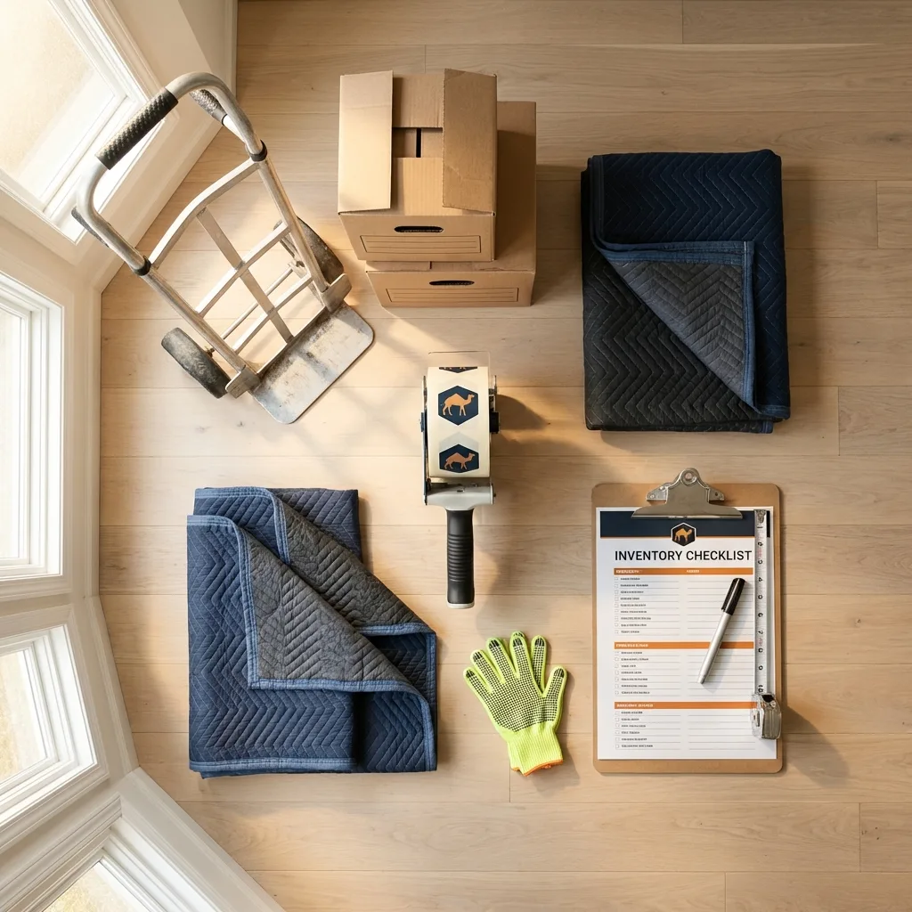 Professional moving supplies and packing materials layout for Hagaman residential relocations